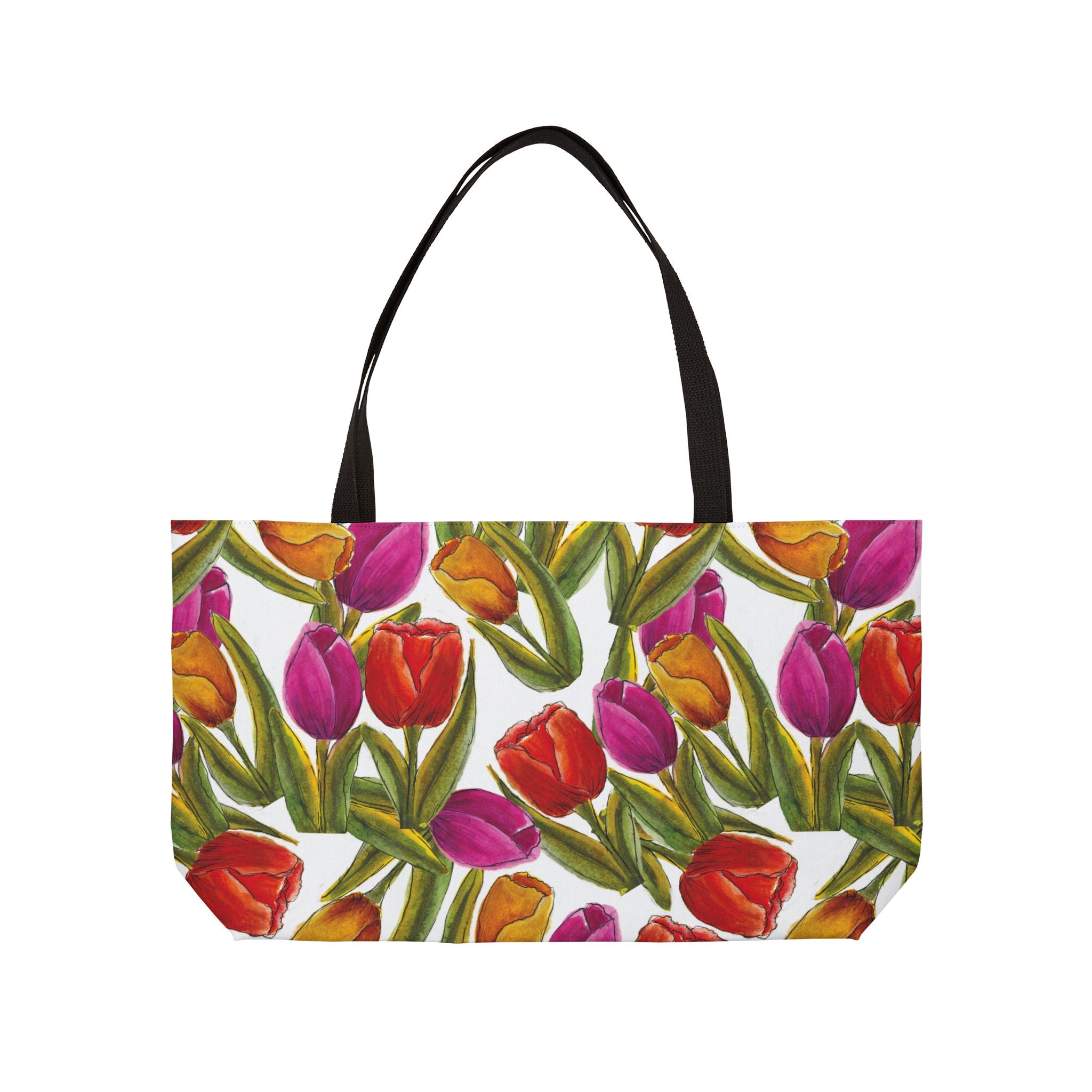 Designer Weekender Tote Bag with Random Tulips - Nancy