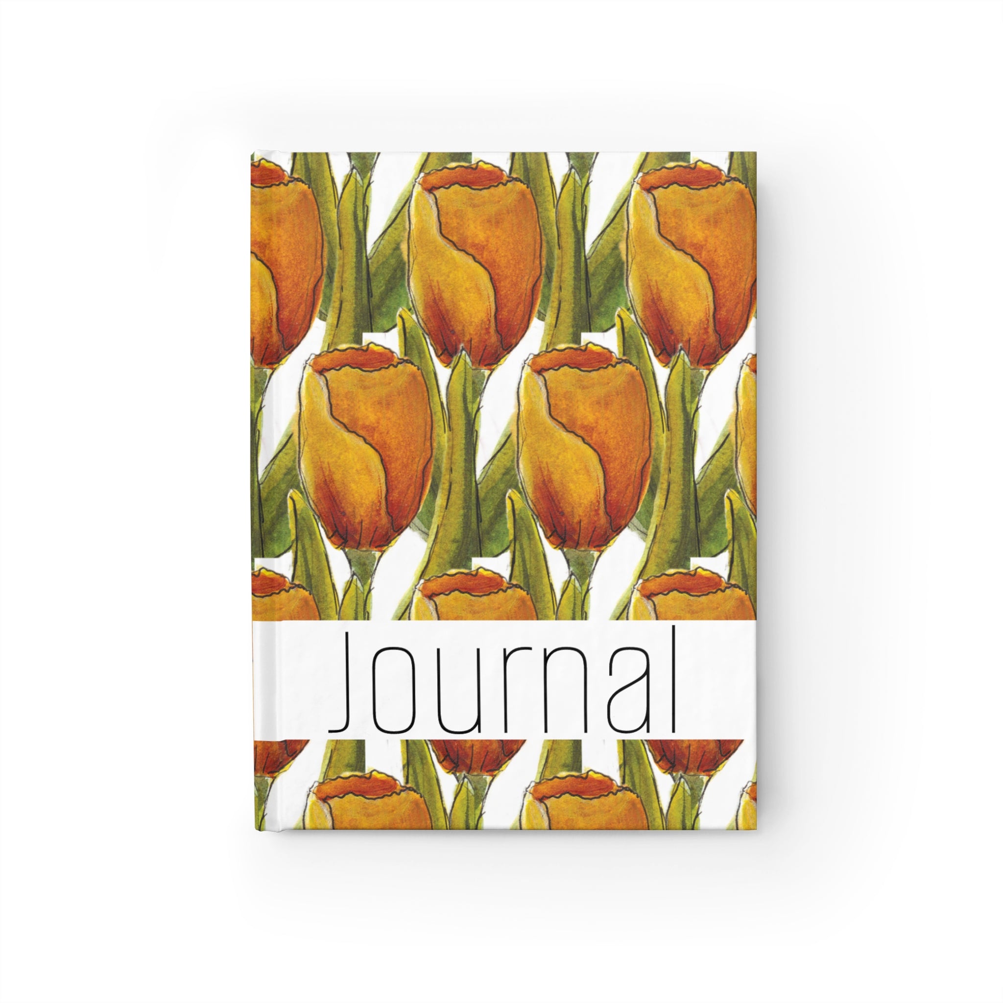 Designer Hardcover Floral Journal with Bold Yellow Tulips - Nancy